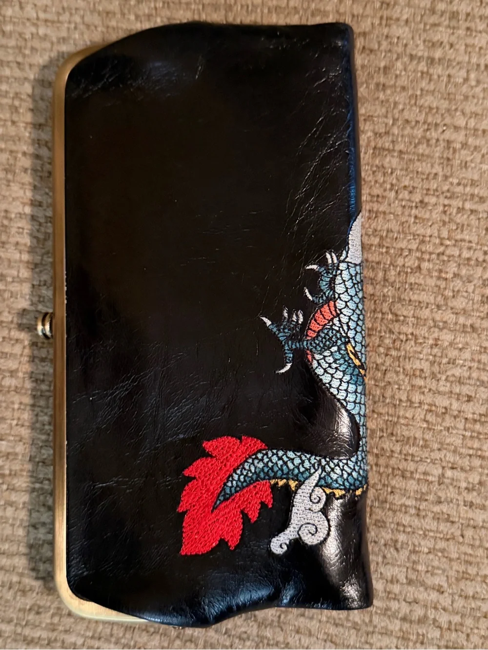 HOBO black Dragon-Embroidered Clutch/Wallet … Limited Edition
